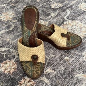 Born Beige Woven Wedge Sandals